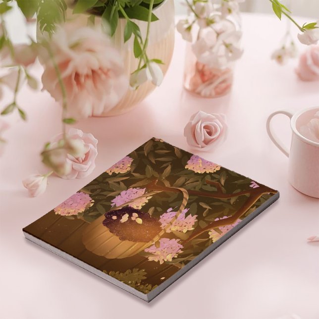 Bloco de Notas Cesta de Amora Preta da Hora Dourad (Criador carregado)