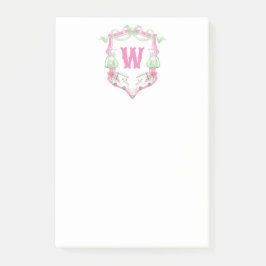 Bloco De Notas Cesto do Monograma do Carrinho de Golfe Rosa e Ver