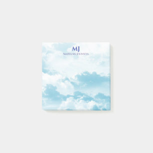 Bloco De Notas Céu Azul bonito com Nuvens Personalizadas