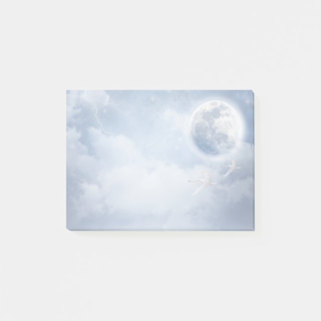 Bloco De Notas Céu Azul Mágico com Cisnes Voadoras (Frente)