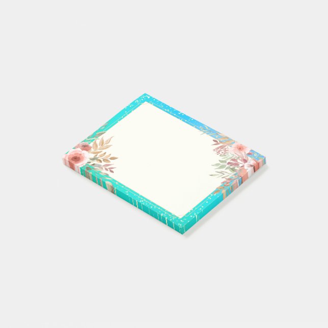 Bloco De Notas Chá de casamento Teal Dourada Bolinhas Confetti (Inclinado)