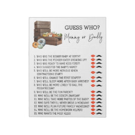 Bloco De Notas Chá de fraldas Adivinha Quem Joga Pumpkin No Outon