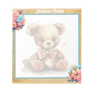 Bloco De Notas Chá de fraldas do Urso Azul Boho