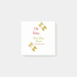 Bloco De Notas chá de fraldas vermelho da borboleta ouro oh bebê