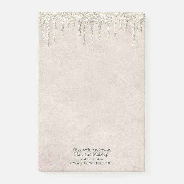 Bloco De Notas Champagne Brilhante com Brilho Glamour Moderno e S (Frente)