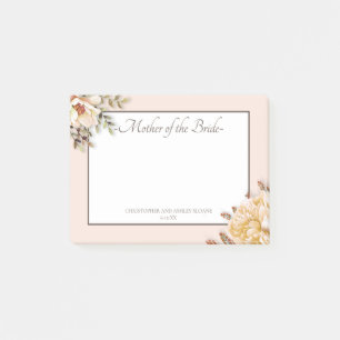 Bloco De Notas Champagne Marfim Rosa Floral Mãe da Noiva