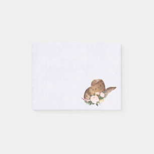 Bloco De Notas Chapéu de Cowgirl Brown com Flores Rosa