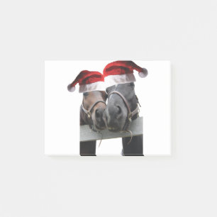 Bloco De Notas Chapéus de Papai Noel Vestindo Cavalos