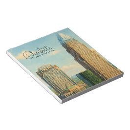 Bloco De Notas Charlotte NC Aquarela da Silhueta da Cidade Viagem