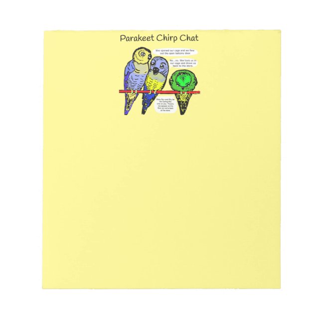 Bloco De Notas Chat Parakeet Chirp Nota (Frente)
