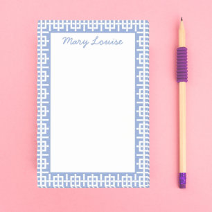 Bloco De Notas Chave grega branca e azul personalizada