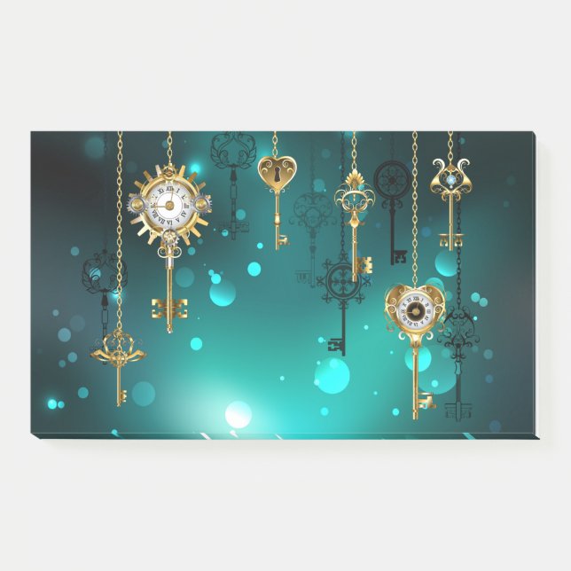 Bloco De Notas Chaves de Esqueleto Anticas em Fundo Verde (Frente)