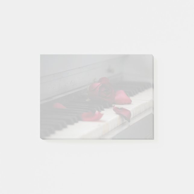 Bloco De Notas Chaves de Piano com Rosa vermelha (Frente)