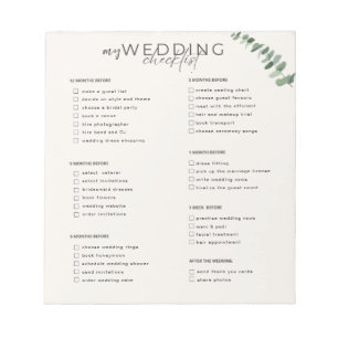 Bloco De Notas Checklist de casamento