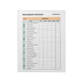 Bloco De Notas Checklist para o restaurante de cozinha essencial