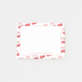 Bloco De Notas Cherry Pink Coquette Personalizado Minimalista