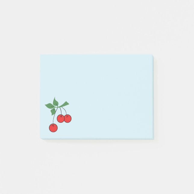 Bloco De Notas Cherry Retro Art Cherries Graphic Na moda Blue (Frente)
