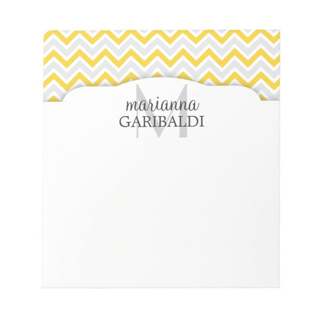 Bloco De Notas Chevron Amarelo e Moderno Personalizado (Frente)