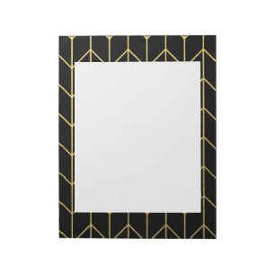 Bloco De Notas Chevron Dourado no chique moderno do fundo preto