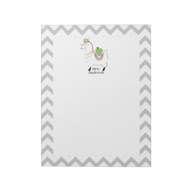 Bloco De Notas Chevron Floral da Apple Verde Llama (Invertido)