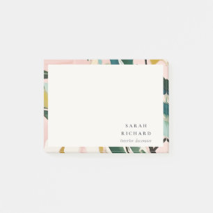 Bloco De Notas Chic Boho Cor-de-rosa Cor-de-rosa Verde Pintado Fl