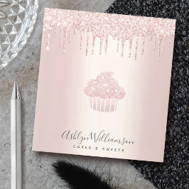 Bloco De Notas Chic Cupcake Chef Bakery Rosa de Glitter Dourado