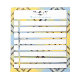 Bloco De Notas Chic Custom To Do List Script Name Xadrez Tartan