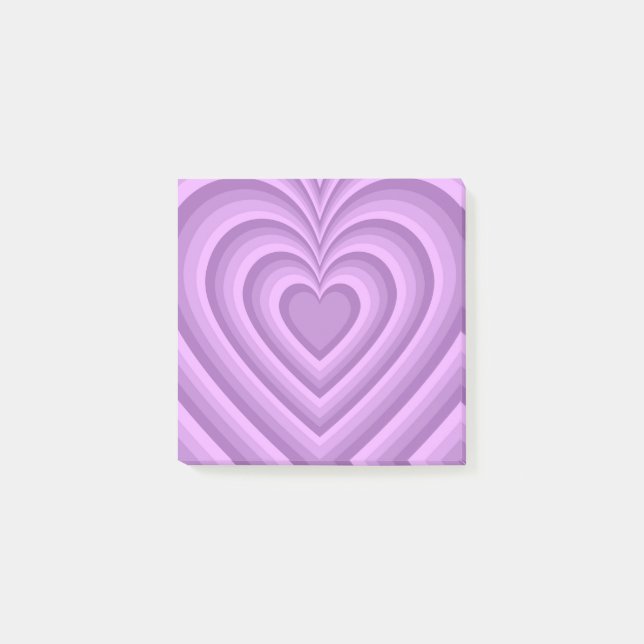 Bloco De Notas Chic e Retro com Padrão Cardíaco Hipnótico Roxo (Frente)