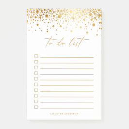 Bloco De Notas Chic Faux Gold Foil Confetti Pontos Personalizados