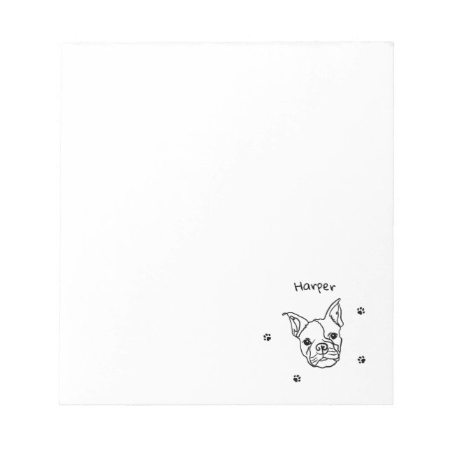Bloco De Notas Chic French Bulldog Line Art: Edite seu texto (Frente)