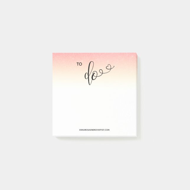 Bloco De Notas *~* Chic Girly Ombre Glitter TO DO Sticky (Frente)