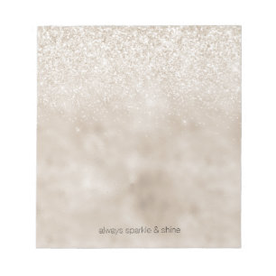 Bloco De Notas Chic Glitz Dourado Brilhante Branco