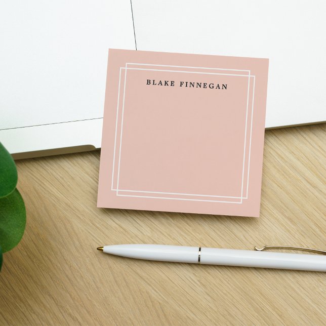 Bloco De Notas Chic Pastel Peach | Borda Branca Personalizada (Criador carregado)