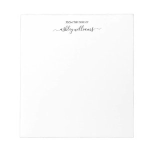 Bloco De Notas Chic Script Preto Personalizado Da Mesa de Nome