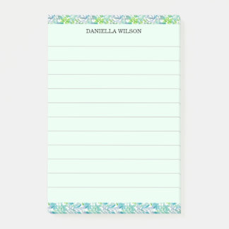 Bloco De Notas Chic Tropical Botânico Floral Aquarela Listrado
