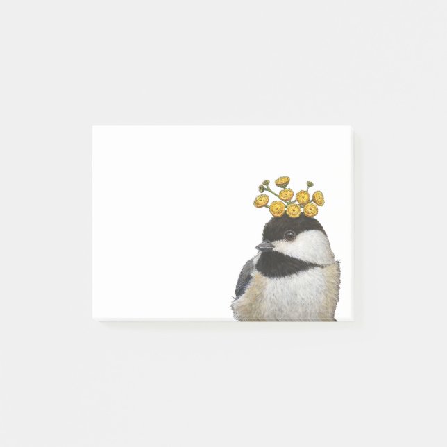 Bloco De Notas chickadee com notas de post-it do tansy (Frente)