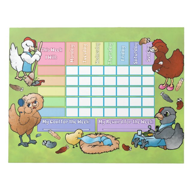 Bloco De Notas Chicken Incentive Weekly Goal Note Pad (Frente)