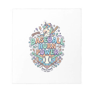 Bloco De Notas Chifre de Beisebol Unicórnio Poder Kawaii Design V