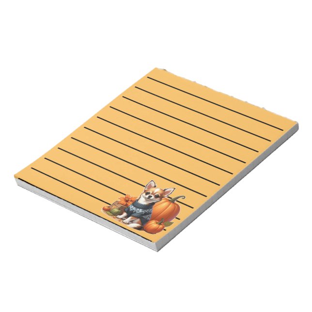 Bloco De Notas Chihuahua bonitinho em Suéter com Pumpkins (Invertido)