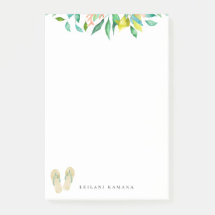 Bloco De Notas Chinelos botânicos da praia