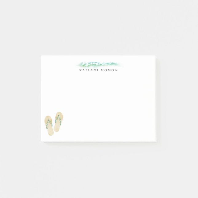 Bloco De Notas Chinelos botânicos da praia (Frente)