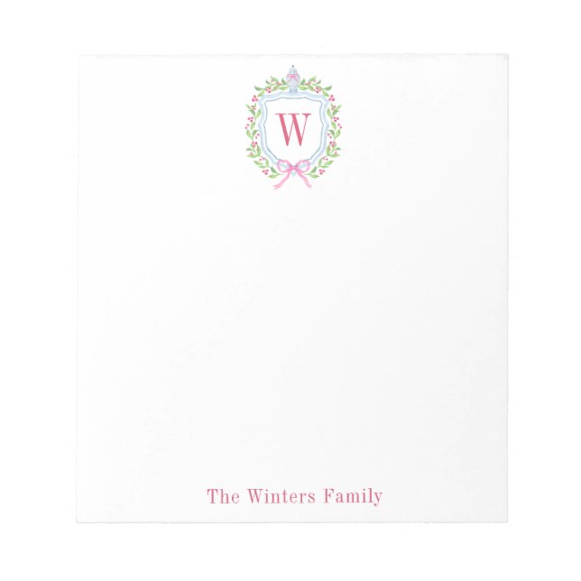 Bloco De Notas Chinoiserie Ginger Jar Monograma Crest (Frente)