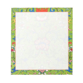 Bloco De Notas Chinoiserie Verde Clássica Moderna