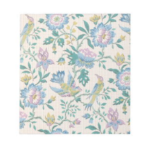 Bloco De Notas Chinoiserie Vintage Pássaro Floral Padrão Pastel