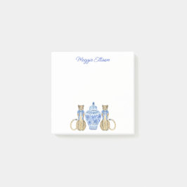 Bloco De Notas Chinoiserie Watercolor Cheetah Ginger Jar