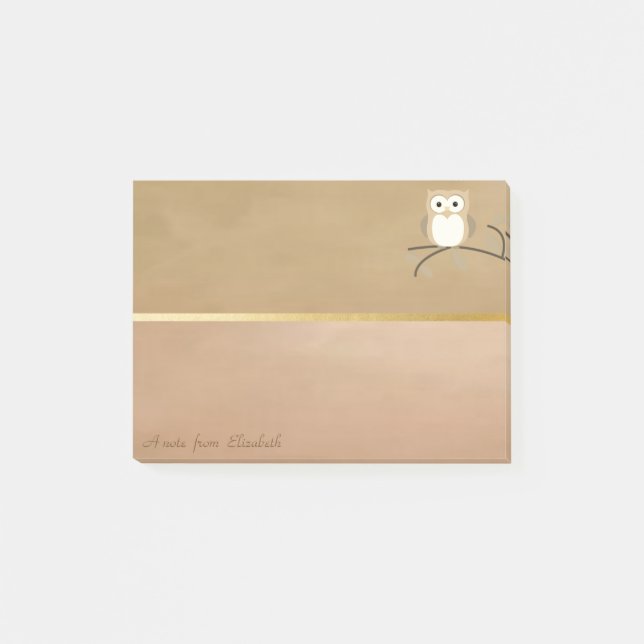 Bloco De Notas Chique Elegante  Coruja Personalizada (Frente)