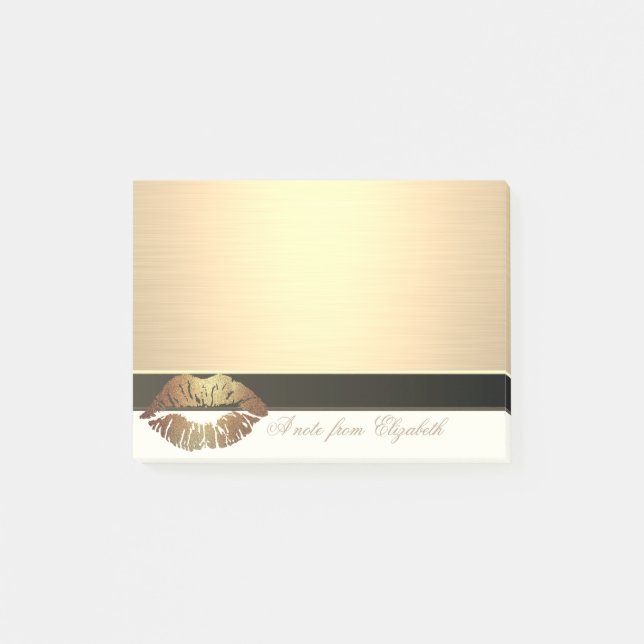 Bloco De Notas Chique Elegante  Feminino com Estilo ,Falso Ouro,  (Frente)