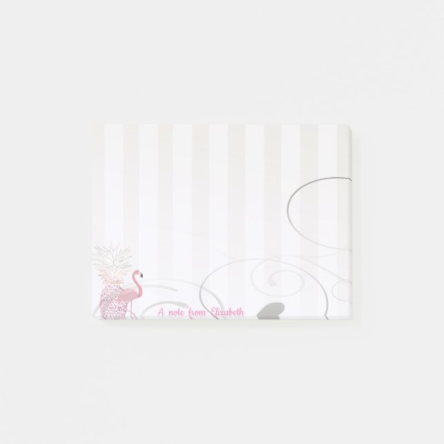 Bloco De Notas Chique Elegante  Feminino com Estilo ,Flamingo , A (Frente)