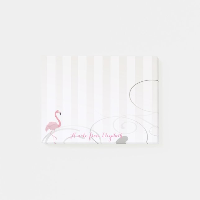 Bloco De Notas Chique Elegante  Feminino com Estilo , Flamingo Ro (Frente)