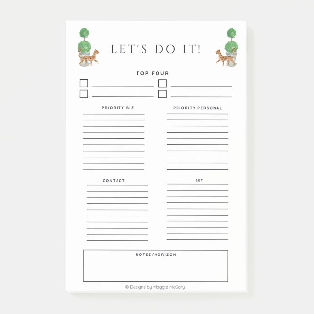 Bloco De Notas Chita e notas de execução 4 x 6 (Frente)